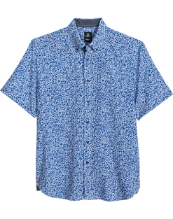 Michael Strahan Modern Fit 4-Way Stretch Short Sleeve Sport Shirt, Blue Floral