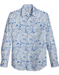 Jaymes Modern Fit Spread Collar Sport Shirt, Blue Paisley