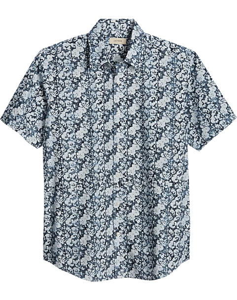 Jaymes Modern Fit Camp Shirt, Blue Floral 1 Jaymes Modern Fit Camp Shirt, Blue Floral