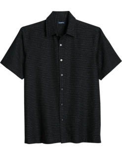 Zanetti Modern Fit Camp Shirt, Black Mini Dots