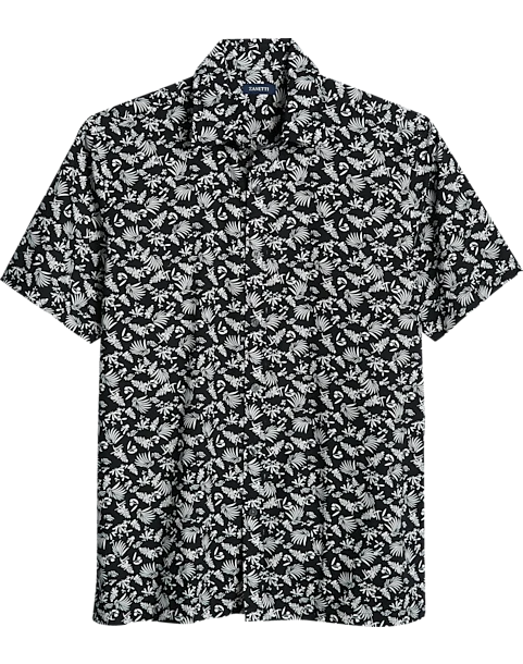 Zanetti Modern Fit Camp Shirt, Black Florals And Palms 1 Zanetti Modern Fit Camp Shirt, Black Florals And Palms