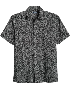 Zanetti Modern Fit Camp Shirt, Charcoal Mini Floral