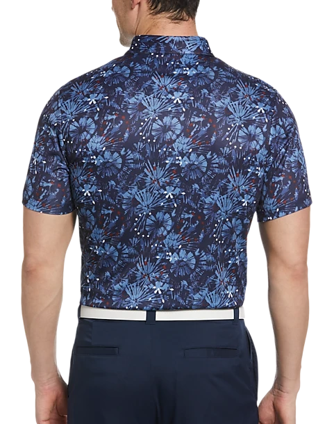 PGA Tour Classic Fit Printed Polo, Navy Fireworks 2 PGA Tour Classic Fit Printed Polo, Navy Fireworks - Image 2
