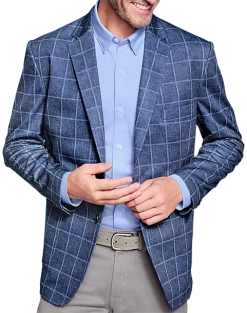 Johnston & Murphy Modern Fit XC Flex Knit Blazer, Blue Windowpane