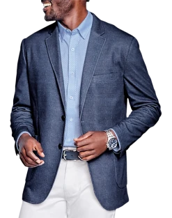 Johnston & Murphy Modern Fit Flex Knit Blazer, Navy Glen Plaid