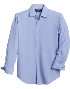 Report Collection Modern Fit Four-Way Stretch Sport Shirt, Navy Blue Diamond