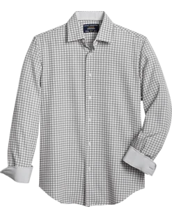Report Collection Modern Fit Four-Way Stretch Sport Shirt, Gray Check