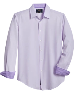 Report Collection Modern Fit Four-Way Stretch Sport Shirt, Lavender Check