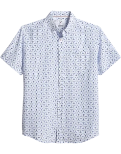 Report Collection Modern Fit Four-Way Stretch Short Sleeve Sport Shirt, Navy Geo