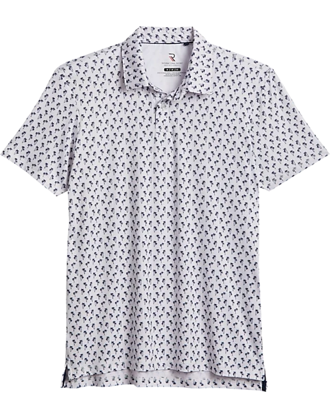 Report Collection Modern Fit Knit Polo, Navy Palm Tree 1 Report Collection Modern Fit Knit Polo, Navy Palm Tree