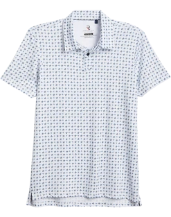 Report Collection Modern Fit Knit Polo, White & Blue Floral