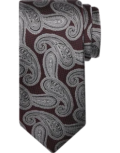 Pronto Uomo Narrow Tie, Burgundy And Charcoal Paisley
