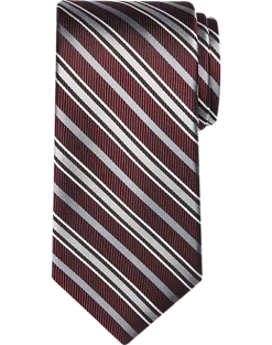 Pronto Uomo Narrow Tie, Burgundy Stripe