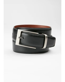 Joseph Abboud Feather Edge Stitched Leather Belt, Black