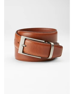 Joseph Abboud Feather Edge Stitched Leather Belt, Cognac
