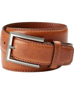 Joseph Abboud Feather Edge Stitched Belt, Cognac