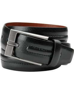 Joseph Abboud Feather Edge Leather Belt, Black