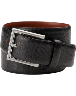 Joseph Abboud Feather Edge Two-Tone Leather Belt, Black