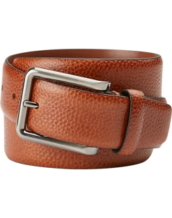 Joseph Abboud Feather Edge Leather Belt, Cognac