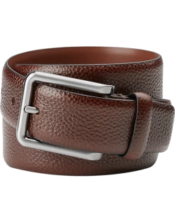 Joseph Abboud Feather Edge Leather Belt, Burgundy