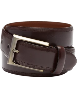 Joseph Abboud Feather Edge Leather Belt, Burgundy