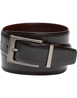 Joseph Abboud Feather Edge Leather Belt, Cognac