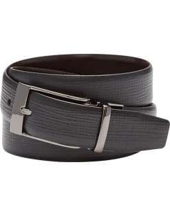 Joseph Abboud Feather Edge Reversible Textured Leather Belt, Black
