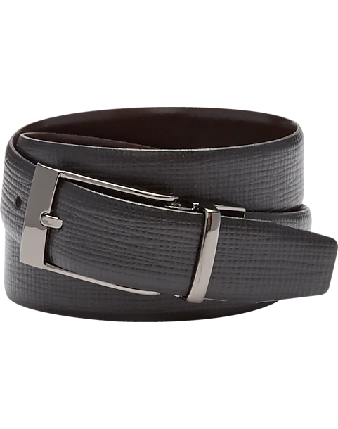 Joseph Abboud Feather Edge Reversible Textured Leather Belt, Black 1 Joseph Abboud Feather Edge Reversible Textured Leather Belt, Black