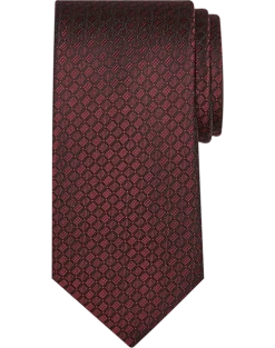 Pronto Uomo Narrow Tie, Burgundy Tonal Grid